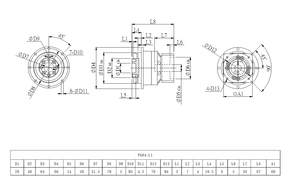 PG64系列行星減速機圖紙L1